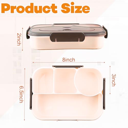 YANLIFY Portable Bento Box for Adults - 4 Compartments, 1000ml, Leak-Proof, BPA-Free