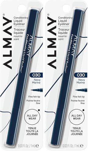 Almay Conditioning Liquid Eyeliner, Waterproof, 30 Navy, 0.03 fl oz (Pack of 2)