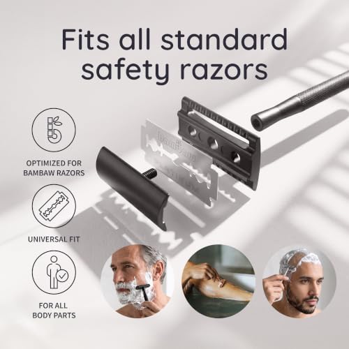 Bambaw Double Edge Safety Razor Blades 100 Pack - Platinum Stainless Steel Replacement Blades for Smooth, Precise Shave