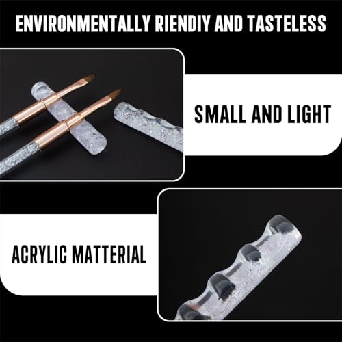 Crystal Clear Acrylic Nail Art Brush Holder - 5 Grid Organizer