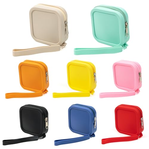 8PCS Silicone Coin Purse Set - Waterproof Travel Zipper Pouches for Jewelry, Accessories & Mini Toiletries