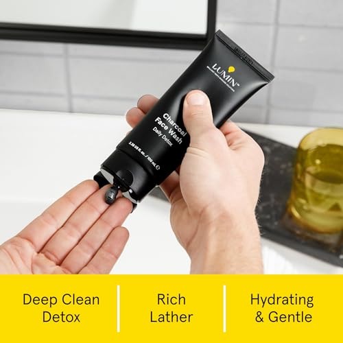 Lumin Charcoal Face Wash for Men - Daily Detox & Pore Cleansing - 3.38 Fl Oz