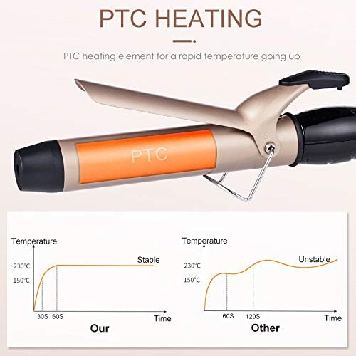 Curling Iron Set - 38mm Hair Curling Wand with Gloves & Comb | Instant Heat, LCD Display, Adjustable Temperature