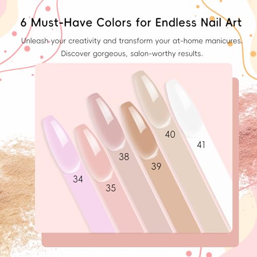 Creaglam Professional Acrylic Nail Powder Kit - 6 Vibrant Colors, Multicolor A