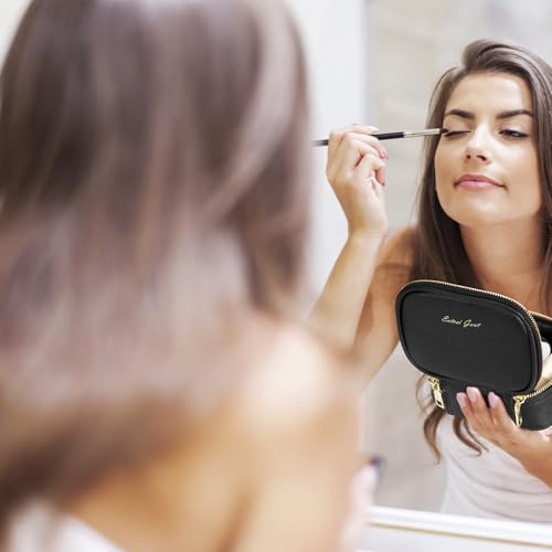 Extrei Gent Mini Makeup Bag with LED Mirror - Portable Black Travel Case