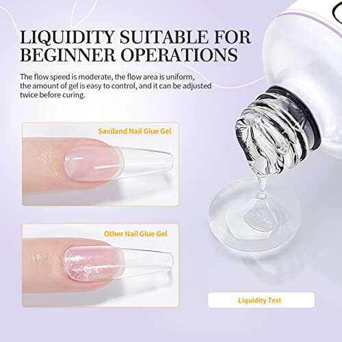 SAVILAND UV Nail Glue Kit with Foldable UV Lamp for DIY Gel Extensions & Manicure Art