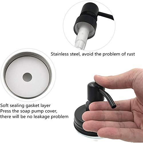 Mason Jar Soap Dispenser Lids with Pumps - 2 Pack, Rustproof Stainless Steel for 16 oz Jars