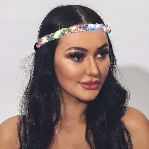 ACEDRE Light Up Rhinestone Headband LED Crystal Rave Hair Accessory