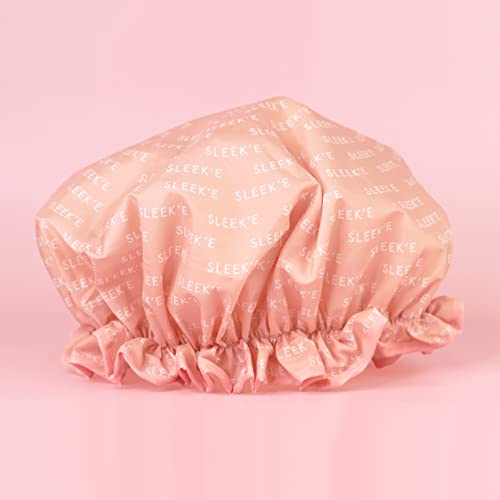 Sleek'e Thinking Cap Shower Cap - Pink Logo, Waterproof & Quick Dry