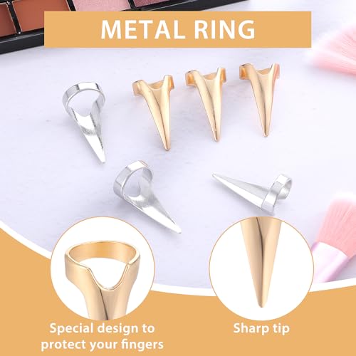 10Pcs Hair Braiding Aid Rings - Gold & Silver Nail Covers