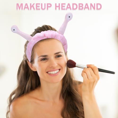 Jowmoy Cute Pink Snail Headband for Face Washing & Makeup
