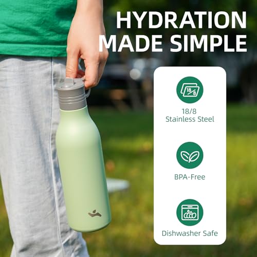 Konokyo 25oz Insulated Pink Water Bottle with Straw - BPA Free, Leak Proof
