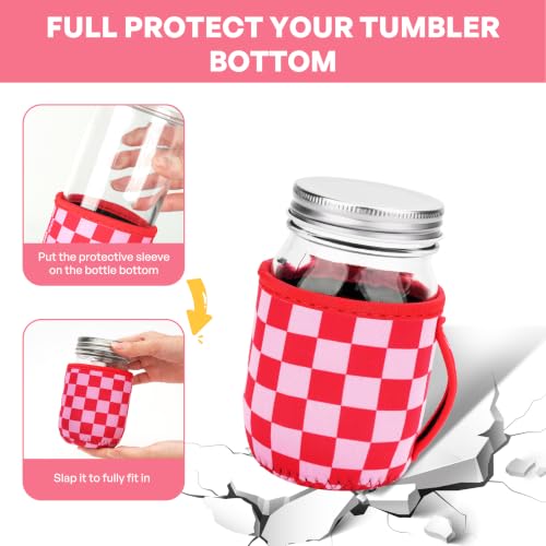 Mason Jar Sleeves - 4 Pack Neoprene Drink Holders with Handle