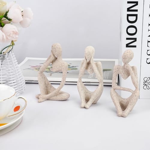 JINGIHE 3PCS Thinker Statue Set - Abstract Sandstone Resin Decor
