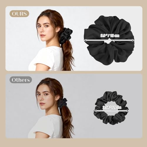 Lolalet 4-Pack Oversized Satin Scrunchies for Thick and Curly Hair