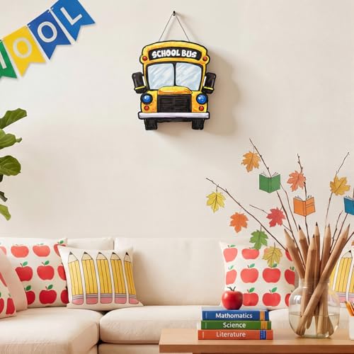 Wooden School Bus Door Sign for Classroom & Home Decor