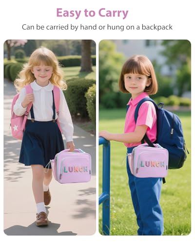 Insulated Lunch Box Bag for Kids - 8-Hour Thermal, Light Purple