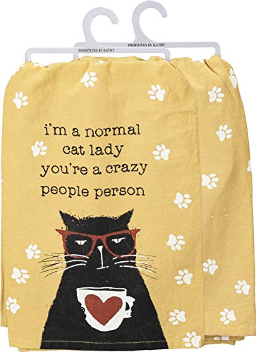 Funny Cat Lady Kitchen Towel - 28" Cotton Dish Towel