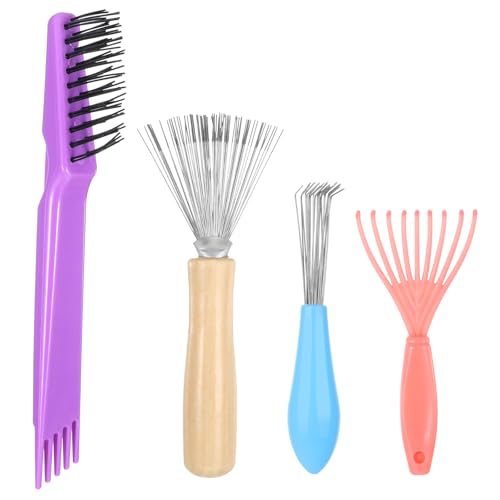 Hairbrush Cleaner Set - 4-Piece Hair & Comb Cleaning Tools for Salon & Home