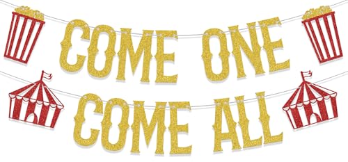 Come One Come All Circus Banner for 1st Birthday Party Decorations
