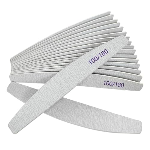 AhaTopia Emery Nail Files 12 Pack Double Sided 100/180 Grit Wooden Nail Buffers