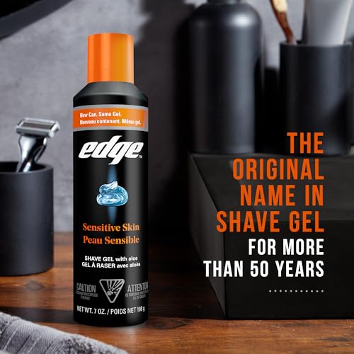 Edge Shaving Gel for Men, Sensitive Skin with Aloe, 6 Pack, Moisturizes, Protects, Soothes, Reduces Skin Irritation
