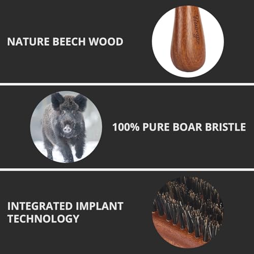 RAVEGO Boar Bristle Hair Brush for Men - Beard & Hair Styling