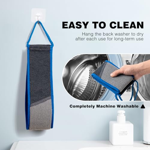 Back Scrubber for Shower - Dual-Sided Exfoliating Body Wash Strap with Handles, 2 Pack