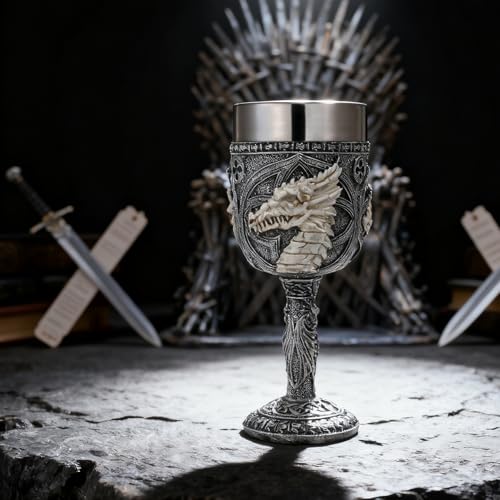 Medieval Dragon Skull Chalice - 7oz Stainless Steel Goblet