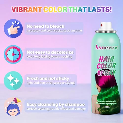 Black Temporary Hair Color Spray - Washable & Easy to Use