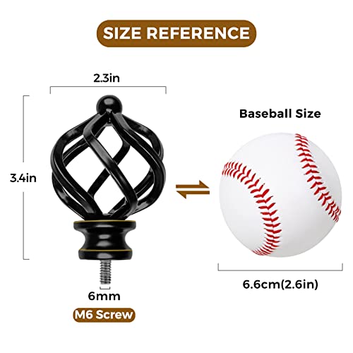 KAMANINA Black Decorative Curtain Rod Finials - 2 Pcs