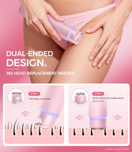 PRITECH Pink Bikini Trimmer for Women - Dual Head Hair Remover