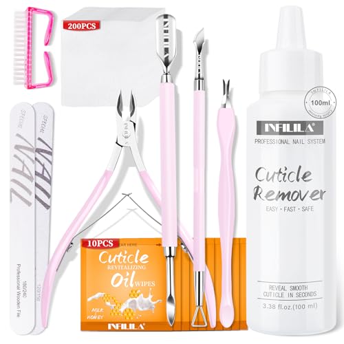 Pink Cuticle Tools Set - Manicure Kit for Nail Care & Softening