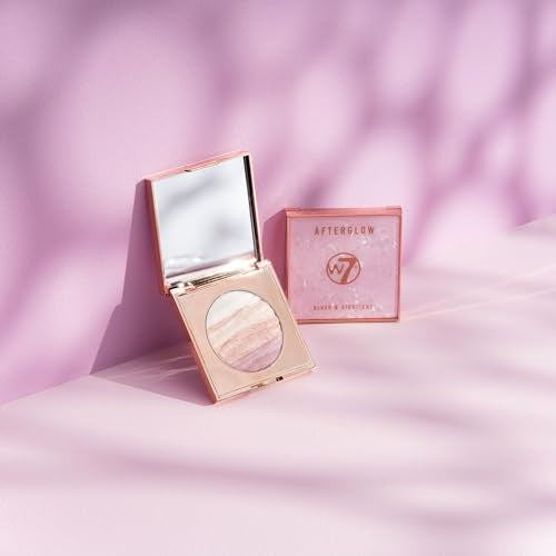 W7 Afterglow Blush and Highlighter Compact - Pink & Gold Shimmers for Radiant Glow