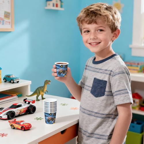 RUSPEPA Monster Truck 3oz Paper Cups - 100 Pack Disposable Party Cups