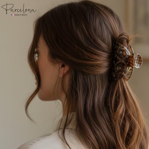 Parcelona French Hair Claw Clip, 3.25 Inch Medium Python Print Jaw Clip
