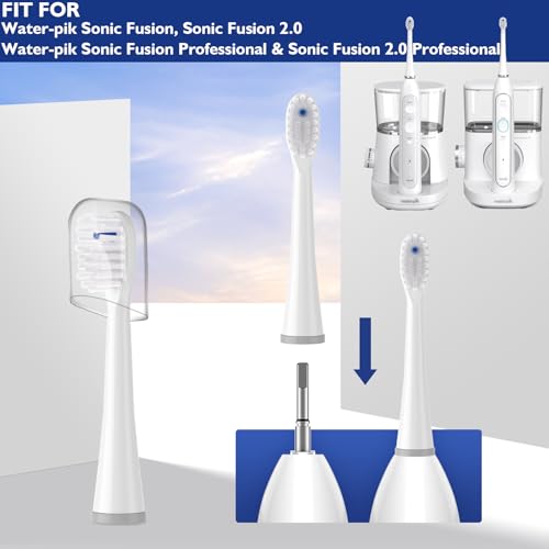 Waterpik Sonic Fusion Replacement Heads 3-Pack - Soft Dupont bristles, SF-01 to SF-04 - White, 1 Count (Pack of 3)