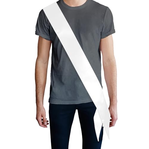 Plain White Double-Layer Satin DIY Sash - 3.7" Wide, 35" Long