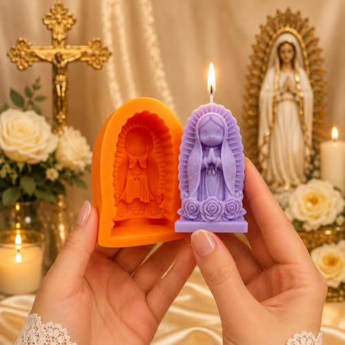 Virgin Mary Candle Mold - Religious Silicone Mold for Candle Making