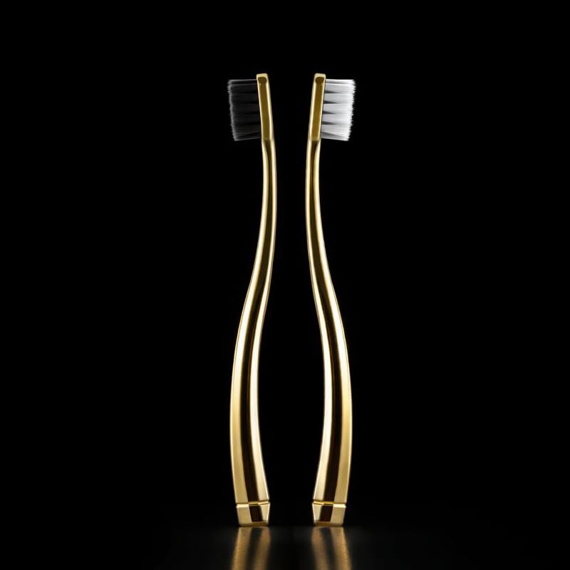 JoyMax Gold Edition Toothbrush Set - 4 Premium Soft Bristle Toothbrushes with Gold Handles