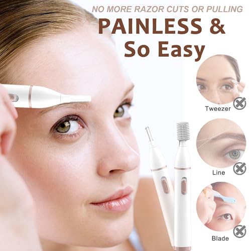 LAIKME Eyebrow Trimmer Razor for Women - Electric Eye Brow Trim Shaver - Painless Brow Trimming Rechargeable Facial Hair Removal for Eyebrows Chin Peach Fuzz Lips Ear Face Neckline with Comb