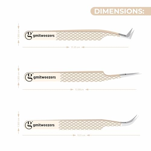 Professional Fiber Tip Lash Tweezers - Set of 3 for Eyelash Extensions