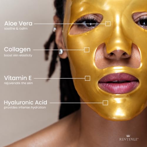 RevitaLE 24K Gold Sheet Mask with Collagen & Hyaluronic Acid – Hydrating & Anti-Aging