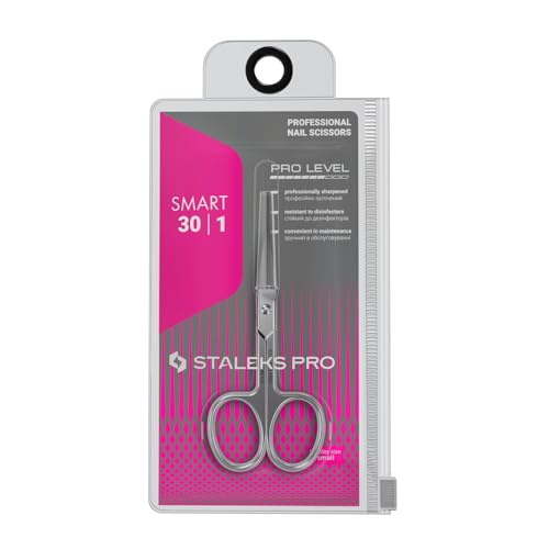 STALEKS PRO SMART 30 Nail Scissors, Curved Blade Stainless Steel Manicure Tool