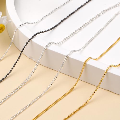 Metal Nail Art Chains Set - 12 Strips in Gold, Silver, Dark Gray