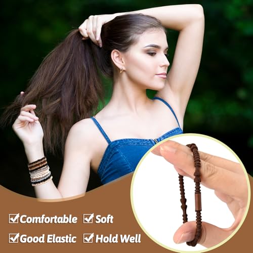 28 Pcs Boho Hair Ties Set - Braided Elastic Bracelets for Women