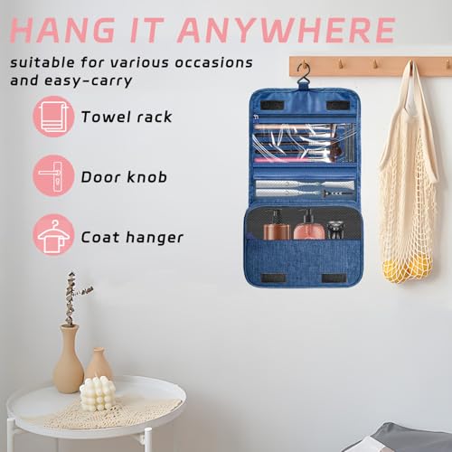 YEMEDA Travel Toiletry Bag with Hanging Hook - Navy Blue, B2 Variation