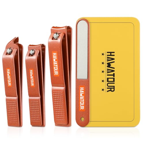 HAWATOUR 4-Piece Professional Nail Clipper Set - Terracotta Red