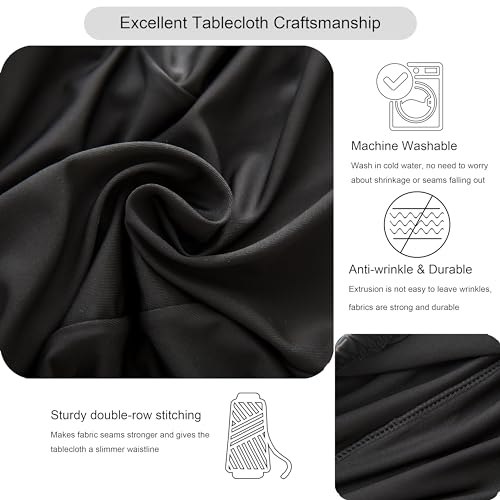 Black Spandex Cocktail Tablecloth 24x43 Inch Fitted Cover