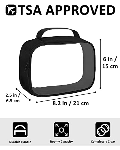 Moyad Black 3-Pack TSA Approved Clear Travel Toiletry Bags with Handles